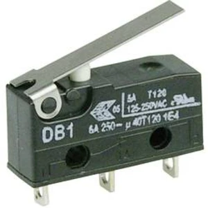 Mikrospínač s páčkou Cherry Sw. DB1C-A1LB, 250 V/AC, 6 A, pájené, 1x zap/(zap)