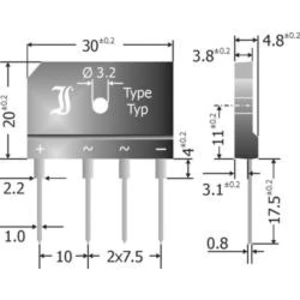 Můstkový usměrňovač Diotec GBI25K, U(RRM) 800 V, 25 A