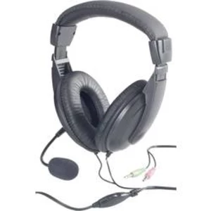 Headset k PC jack 3,5 mm na kabel, stereo Basetech BT-260A přes uši černá