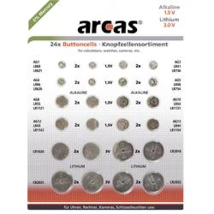 Arcas sada knoflíkových baterií knoflíkové, 24 ks