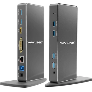 WAVLINK WL-UG39DK7 12 in 1 USB Hub USB 3.0 Universal Docking Station Aluminum Adapter with Dual Video HDMI DVI/VGA/Gigab