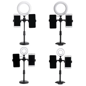 9/16 cm 3 Modes of Color Temperature Color Ring Fill Light with Dual Mobile Phone Holder YouTube Tiktok Vlog Makeup Live