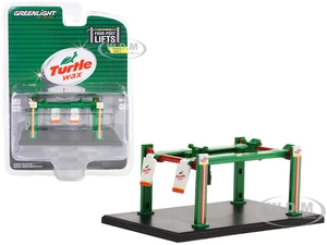 Adjustable Four-Post Lift "Turtle Wax" Green and Red "Four-Post Lifts" Series 5 1/64 Diecast Model by Greenlight