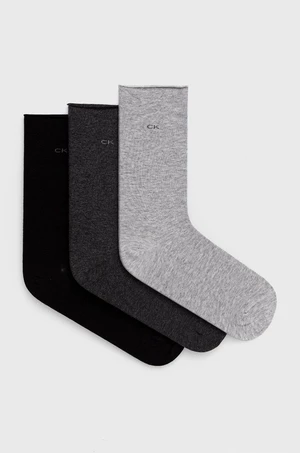 Ponožky Calvin Klein (3-pak) dámské, šedá barva