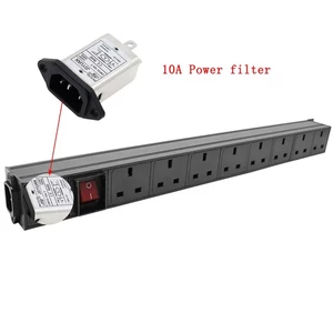 PDU Power Distribution Unit for Cabinet Strip Socket 8 way UK Plug Outlets C14 Interface 10A power filter