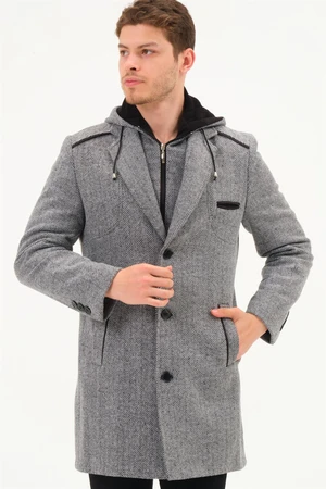 PLT8371 DEWBRRY MEN'S COAT-DIAGONAL BLACK- GREY