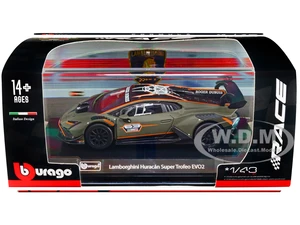 Lamborghini Huracan Super Trofeo EVO2 63 Matt Green with Black Top and Graphics "Roger Dubuis" "Race" Series 1/43 Diecast Model Car by Bburago