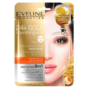 EVELINE 24k Gold Ultra oživující vyživující pleťová textilní maska s 24k zlatem 20 ml