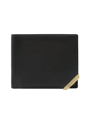 Čierna a tmavo hnedá horizontálna pánska peňaženka s akcentom