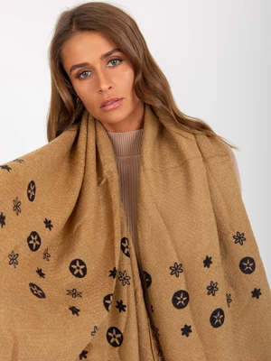 Lady's dark beige scarf with prints