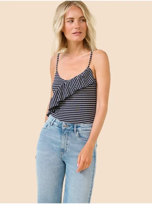 Dark Blue Striped Tank Top with Ruffle ORSAY - Women