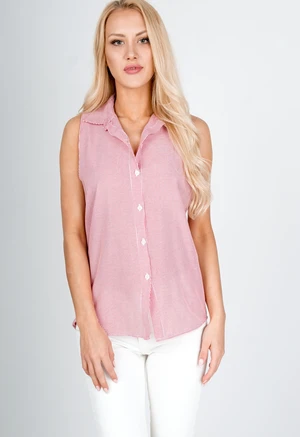 Women's striped sleeveless shirt - red,