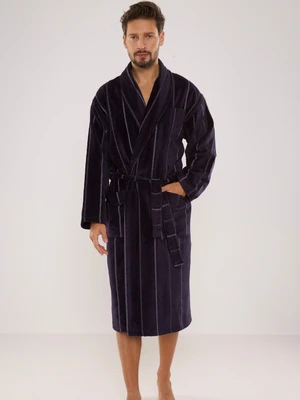 Bathrobe De Lafense 803 M-2XL men's navy blue - belt ii 108