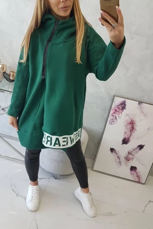 Insulated sweatshirt with zipper dark green