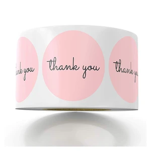 Pink Paper Label Stickers Foil Thank You Wedding Stickers Scrapbooking 1inch 50pcs Envelope Seals Handmade Stationery Sticker