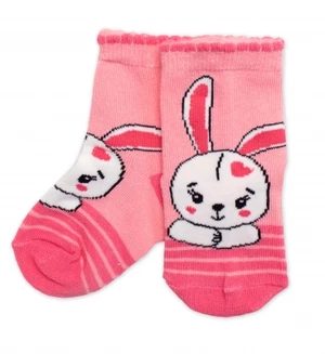 Dětské bavlněné ponožky Králiček - růžové, vel. 23-26