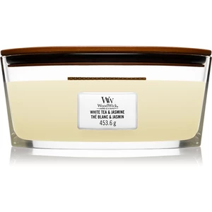 Woodwick White Tea & Jasmine vonná svíčka s dřevěným knotem (hearthwick) 453.6 g