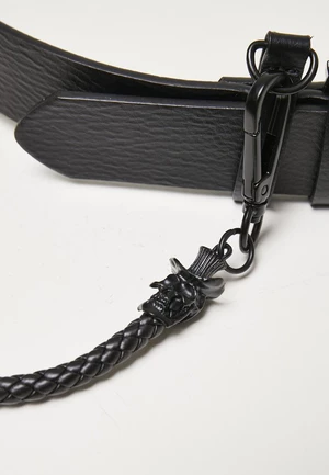 Imitation leather strap with key chain, black