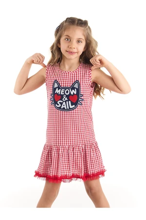 Mushi Sailor Cat Girl Kids' Red Knitwear Dress.