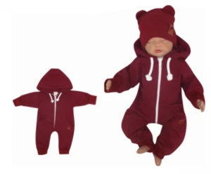Z&amp;Z Dětský teplákový overálek s kapucí, bordó, vel. 80 (9-12m)