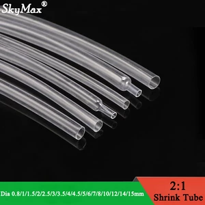 Diameter 0.8mm ~ 15mm Super Thin Wall Flexible Earphone Line Heat Shrinkage Tube Cover Professional Audio Wire Sleeve Wrap Clear