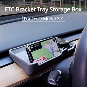 ETC Bracket Tray for Tesla Model 3 Y Central Control Instrument Panel ETC Silicone Storage Box Car Interior Accessories 2023
