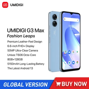 New UMIDIGI G3 MAX Ultra-thin Smartphones Unisoc T606 8GB+128GB Android 13 Phone 6.6Inch HD 50MP Camera 5150mAh 4G Mobile Phone