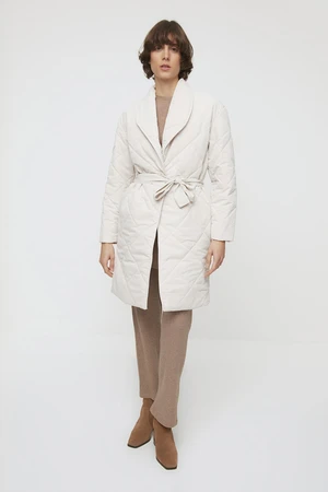 Trendyol Mink Belted Quilted Coat