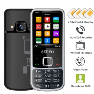 SERVO 4 SIM Card 4 Standby Mobile Phone Auto call recorder Speed dial Magic voice Phonebook 1000 FM Radio 2.4" Screen Cellphones