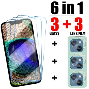 6in1 Screen Protector on iPhone 13 12 11 Pro Max Tempered Glass For IPhone 13 12 11 X XR XS Max SE 2020 Screen Camera Lens Film