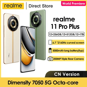 World Premiere Realme 11 Pro Plus Golbal Rom 5G Smartphone Dimensity 7050 6.7'' AMOLED 200 MP Camera 5000 mAh NFC Cell Phone