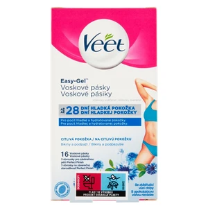 VEET Easy-Gel voskové pásky pro citlivou pokožku bikiny a podpaží 16 kusů