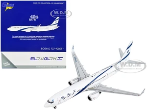 Boeing 737-900ER Commercial Aircraft "El Al Israel Airlines" White with Blue Stripes 1/400 Diecast Model Airplane by GeminiJets