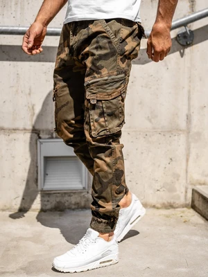 Hnědé pánské jogger kapsáče s páskem Bolf CT6015