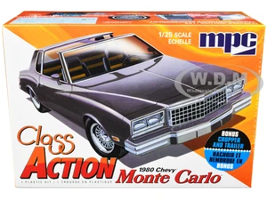 Skill 2 Model Kit 1980 Chevrolet Monte Carlo "Class Action" with Motorcycle and Trailer (Skill 2) 1/25 Scale Model Car by MPC