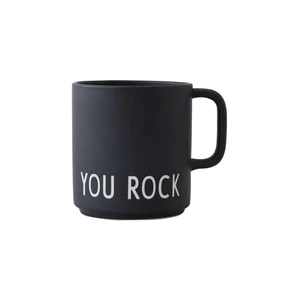 Čierny porcelánový hrnček Design Letters You Rock