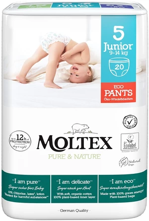 Moltex Pure & Nature Natiahacie plienkové nohavičky Junior 9–14 kg 20 ks