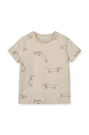 Detské bavlnené tričko Liewood Apia Printed Shortsleeve T-shirt béžová farba, s potlačou