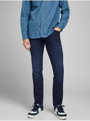 Tmavomodré slim fit rifle Jack & Jones Glenn