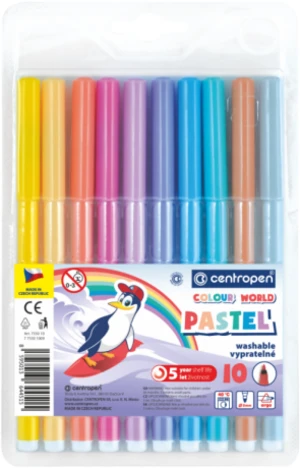 Centropen Fixy COLOUR WORLD 7550 trojboké, sada 10 pastelových barev