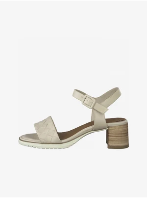 Cream Leather Heel Sandals Tamaris - Women