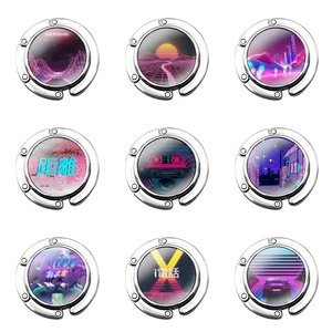 Fashion Cute Cartoon Design Foldable Purse Hook for Women's Table Handbag Storage Folding Decor Table Hook Vaporwave Aesthetics