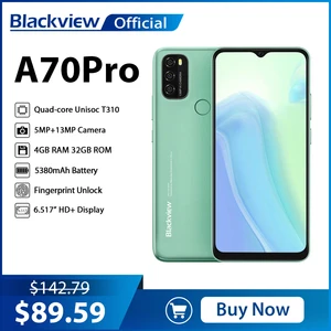 BLACKVIEW A70 Pro Android 11 Smartphone 6.517 Inch Display Quad Core 4GB RAM+32GB ROM 5380mAh 13MP + 5MP Camera 4G Mobile Phone