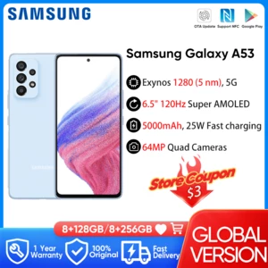 Original Samsung Galaxy A53 5G Smartphone Exynos 1280 6.5'' 120Hz Super AMOLED Cellphone 5000mAh 64MP Quad Camera Cell Phone