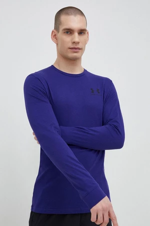 Tričko s dlhým rukávom Under Armour fialová farba, s potlačou, 1329585
