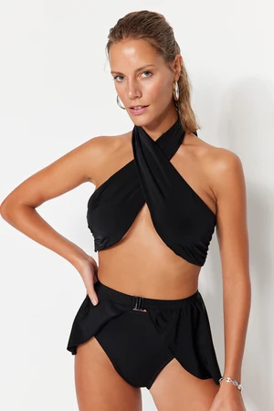 Trendyol Black Bralet Zavázaný horní díl bikin