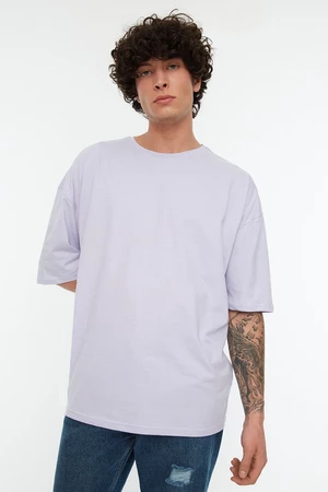 Trendyol Lilac Men Oversized Basic Crew Neck Short Sleeved 100% Cotton T-Shirt