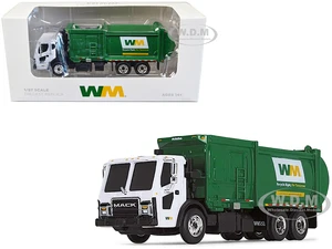 Mack LR Refuse Garbage Truck with McNeilus ZR Side Loader "Waste Management" White and Green 1/87 (HO) Diecast Model by First Gear