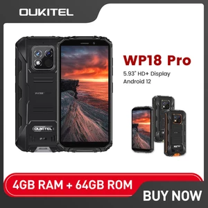 OUKITEL WP18 Pro Rugged Phone 12500mAh Android 12 4GB+64GB Mobile Phone 5.93'' HD+ Display 13MP Camera Smartphone