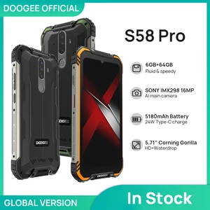 DOOGEE S58 Pro Mobile Phone IP68/IP69K Waterproof Rugged Phone 5180mAh 5.71"FHD+Display 6GB+64GB Android 10 NFC Smartphone